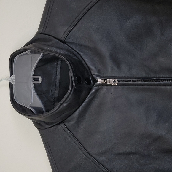 Serge Platini Black Leather Moto Bomber Jacket Milan Italy M - Picture 7 of 13